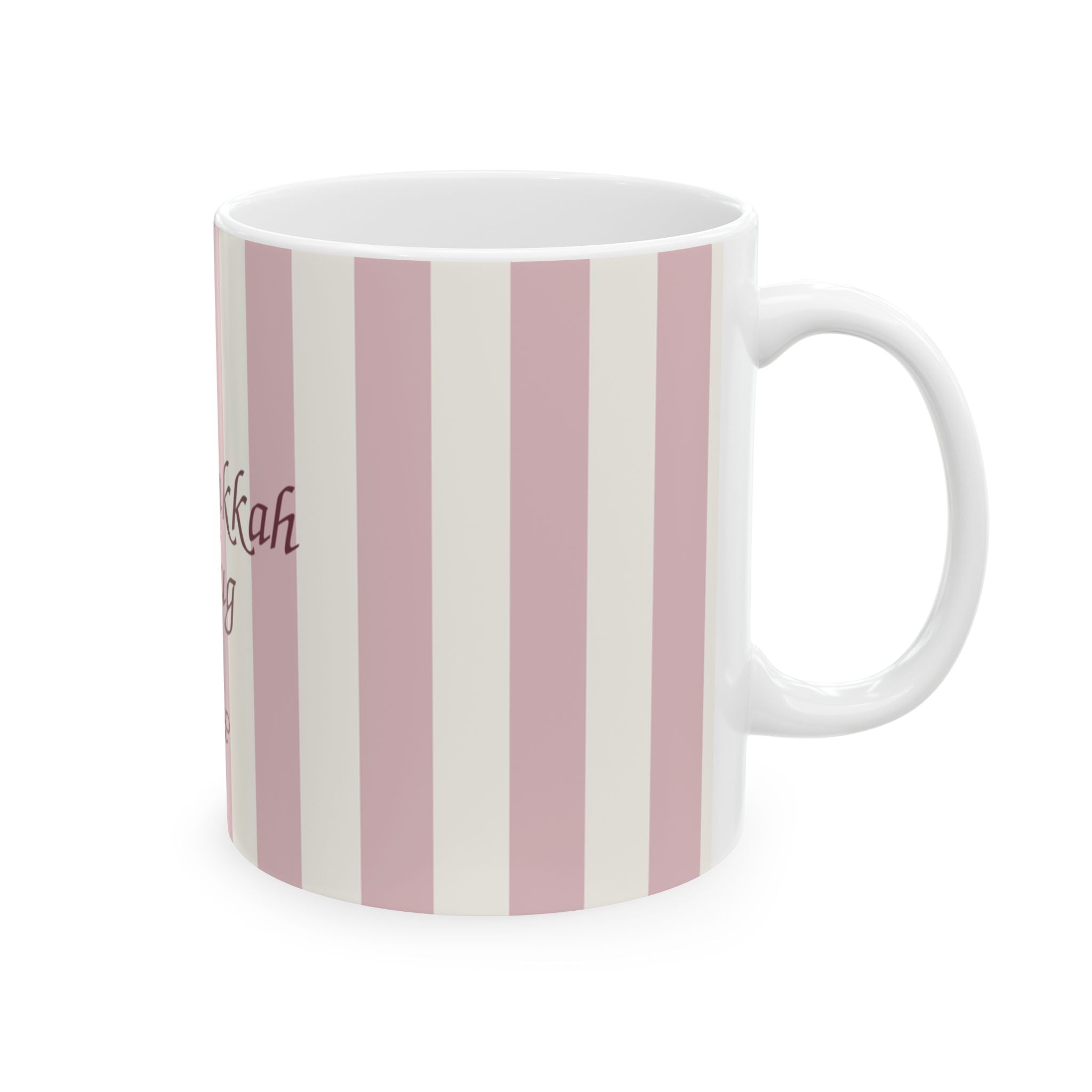Sukkah Mug — Pink Striped 'My Sukkah Mug' Ceramic Coffee Cup (11oz/15oz)