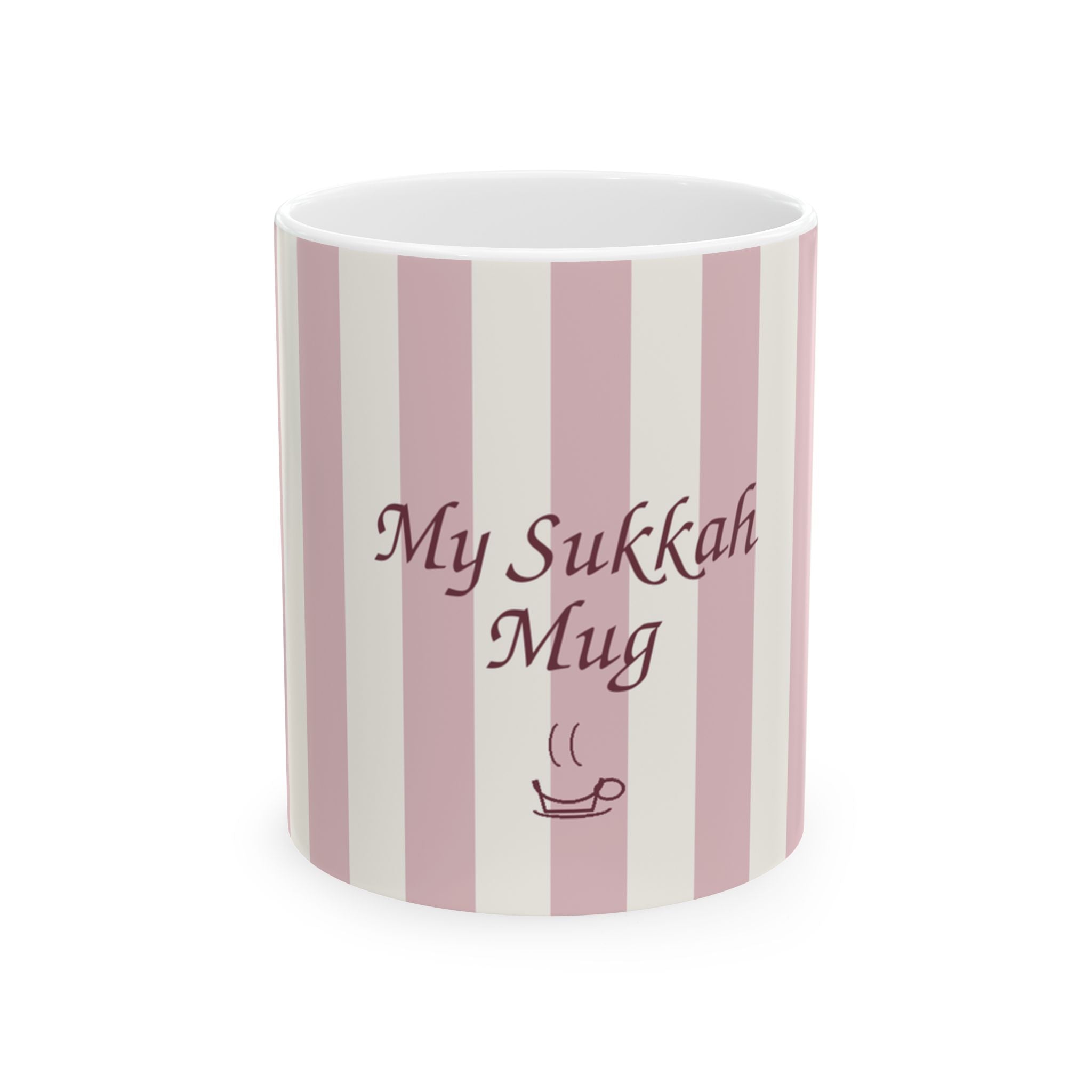 Sukkah Mug — Pink Striped 'My Sukkah Mug' Ceramic Coffee Cup (11oz/15oz)