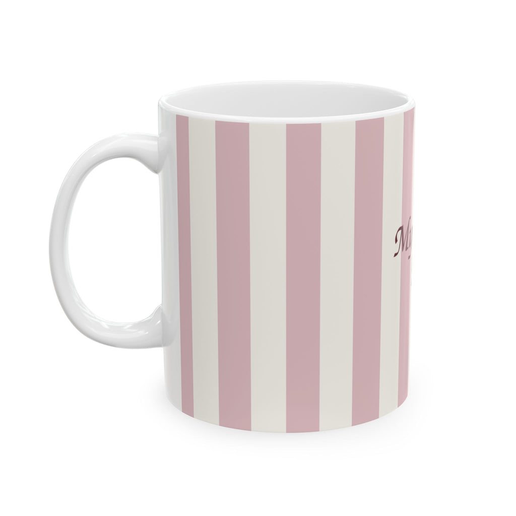 Sukkah Mug — Pink Striped 'My Sukkah Mug' Ceramic Coffee Cup (11oz/15oz)