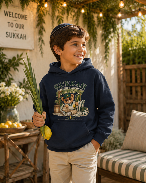 Personalized Boys Sukkah Club Bear Hoodie – Kids Sukkot Sweatshirt