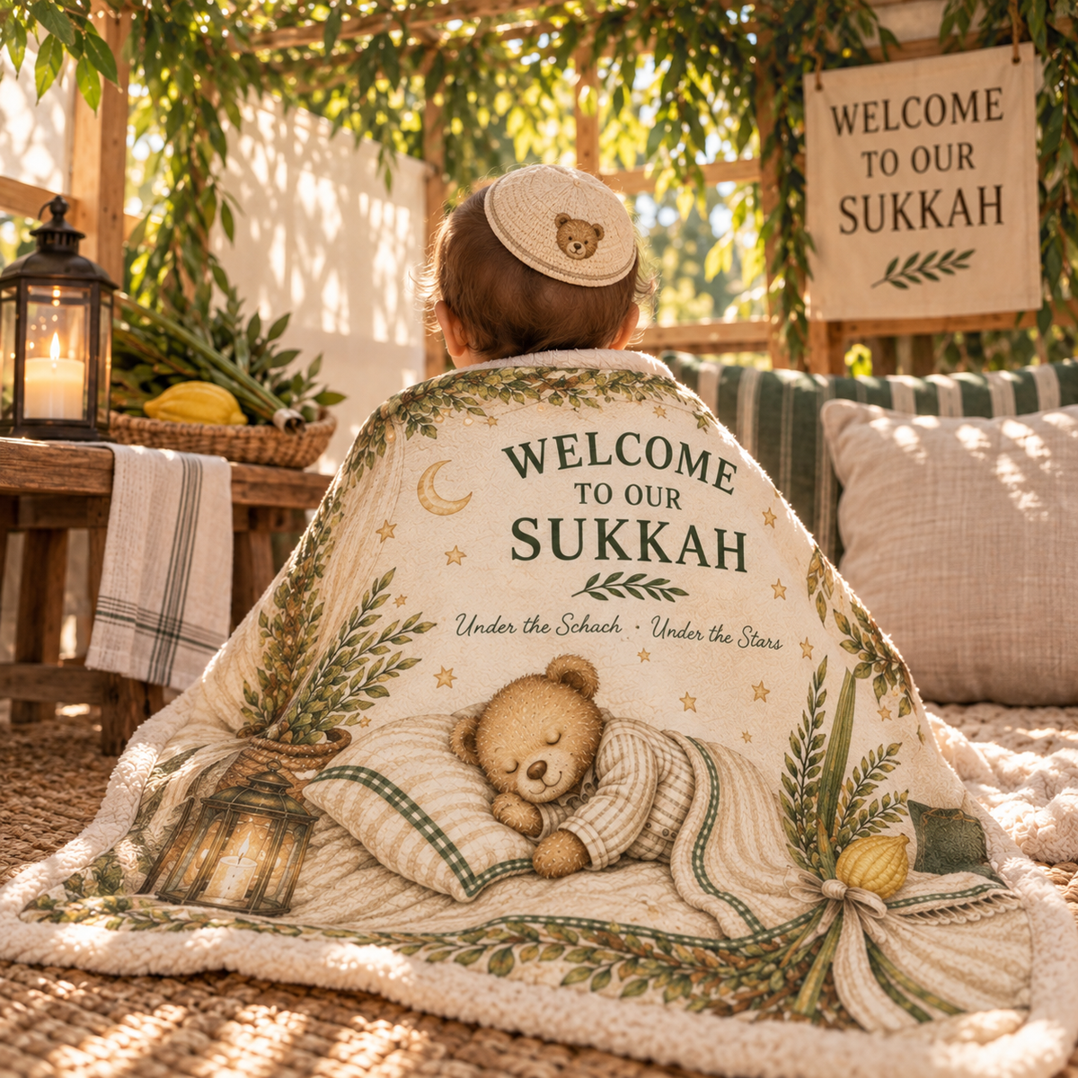 My Sukkah Blanket – Personalized Boys Sherpa Fleece Sukkot Throw