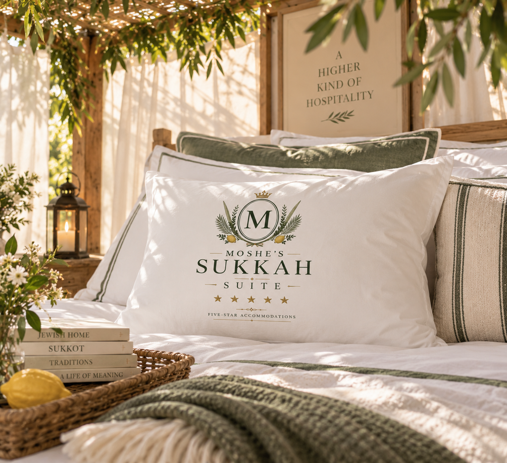 Personalized Sukkah Suite Pillowcase – Custom Name Luxury Sukkot Gift