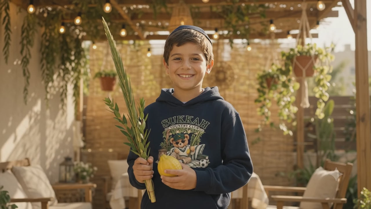 Personalized Boys Sukkah Club Bear Hoodie – Kids Sukkot Sweatshirt