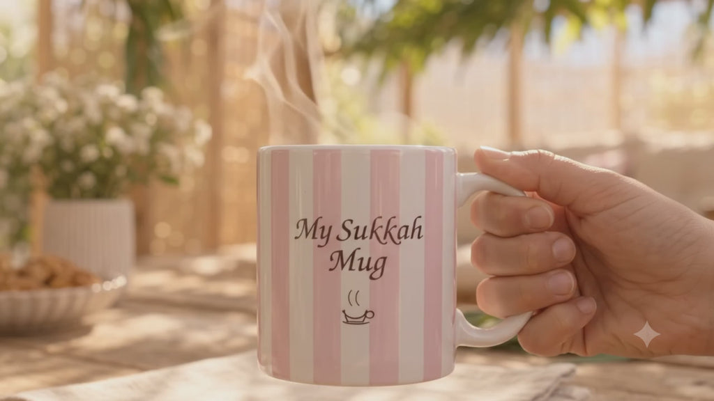 Sukkah Mug — Pink Striped 'My Sukkah Mug' Ceramic Coffee Cup (11oz/15oz)